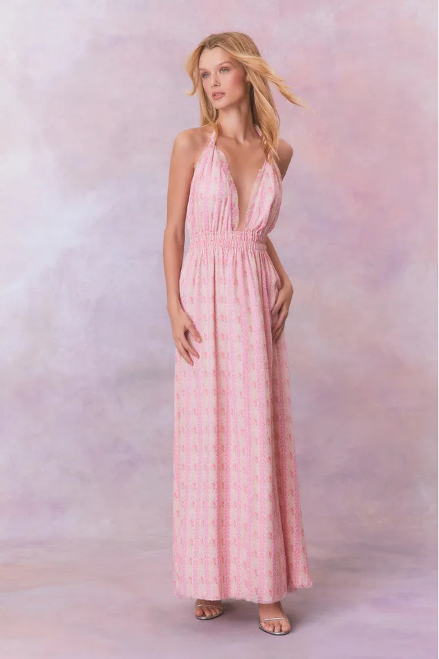 Women LoveShackFancy Dresses Love Fragrance Halter Maxi Dress Strawberry Macaroon Women LoveShackFancy Dresses Love Fragrance Halter Maxi Dress Strawberry Macaroon