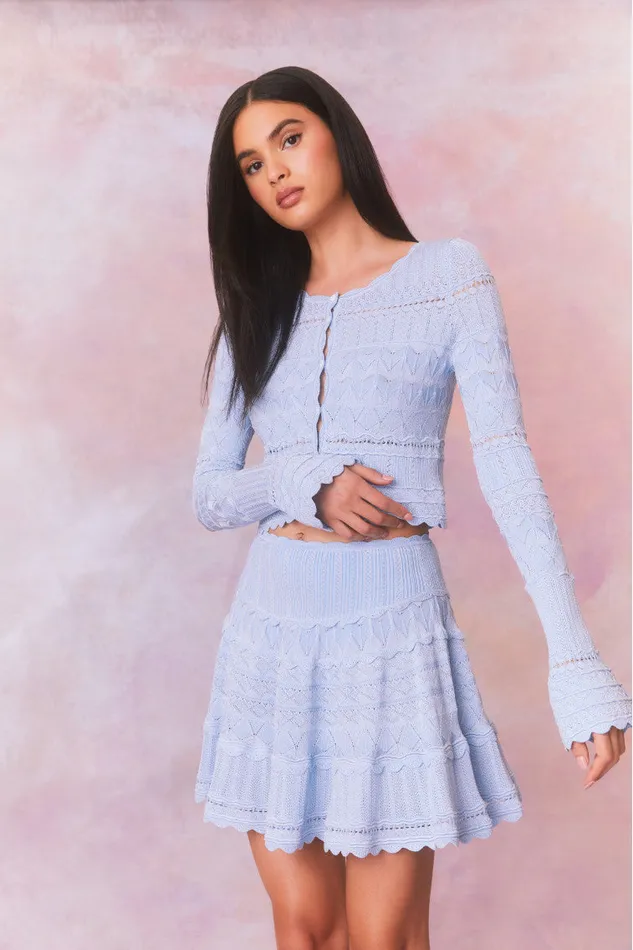 Women LoveShackFancy Skirts Colella Knitted Mini Skirt Morning Tide