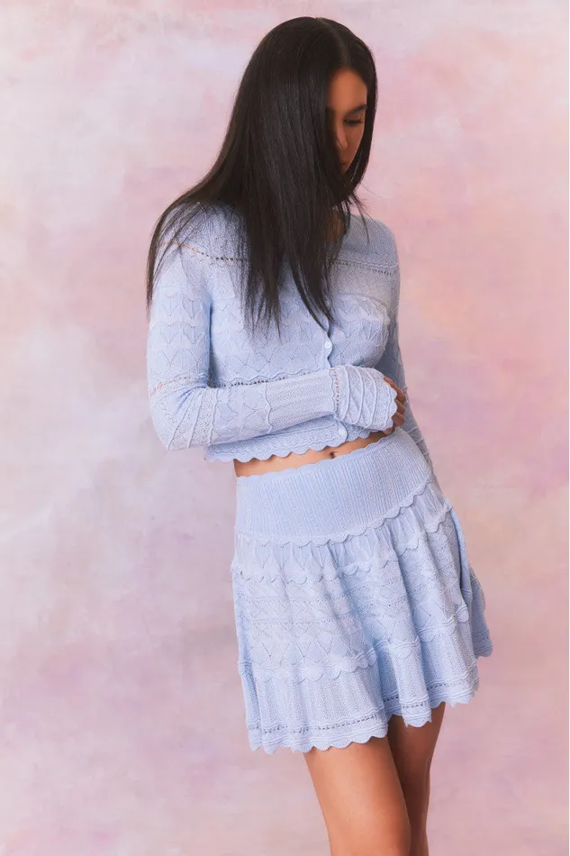 Women LoveShackFancy Skirts Colella Knitted Mini Skirt Morning Tide