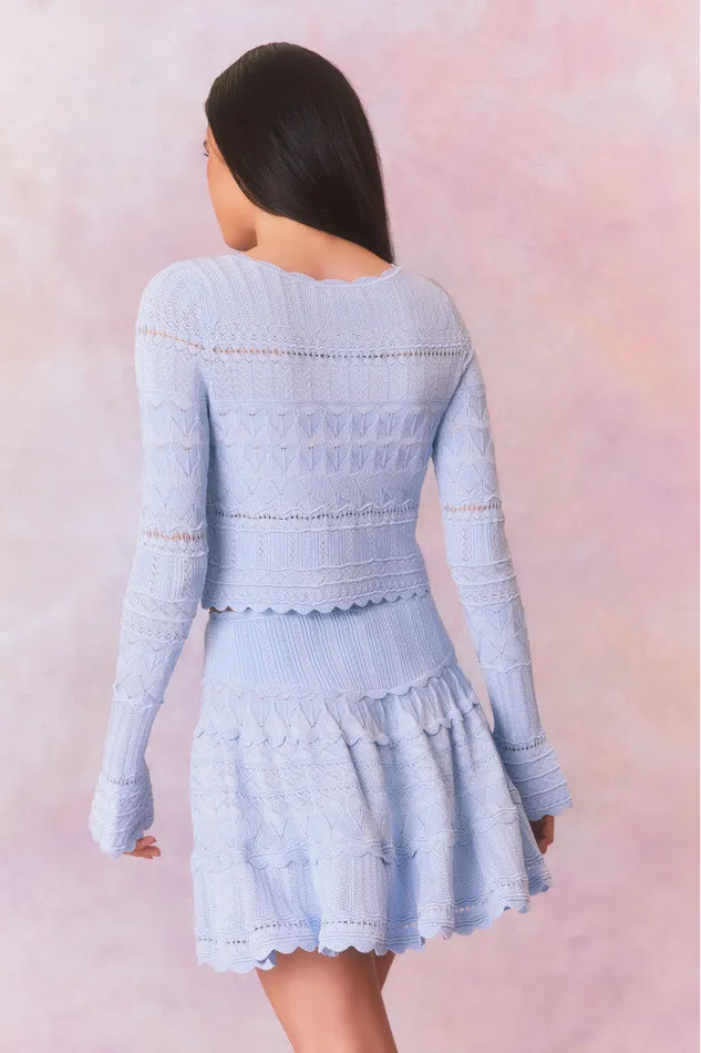 Women LoveShackFancy Skirts Colella Knitted Mini Skirt Morning Tide