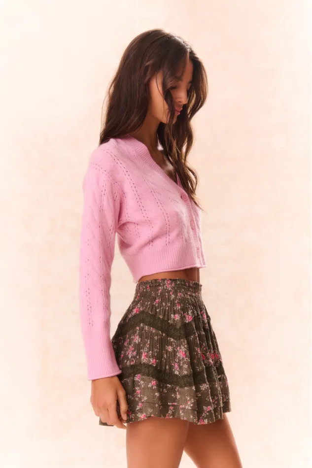Women LoveShackFancy Skirts Lorianne Floral Mini Skirt Bancha Green