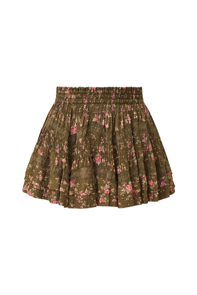 Women LoveShackFancy Skirts Lorianne Floral Mini Skirt Bancha Green