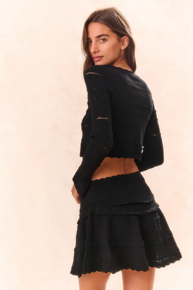 Women LoveShackFancy Sweaters Media Pointelle Knit Cardigan Black