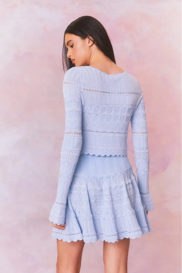 Women LoveShackFancy Sweaters Media Pointelle Scallop Cardigan Morning Tide