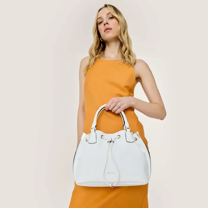 Women Lucia Drawstring Handbag White Fiorelli Grab Bags