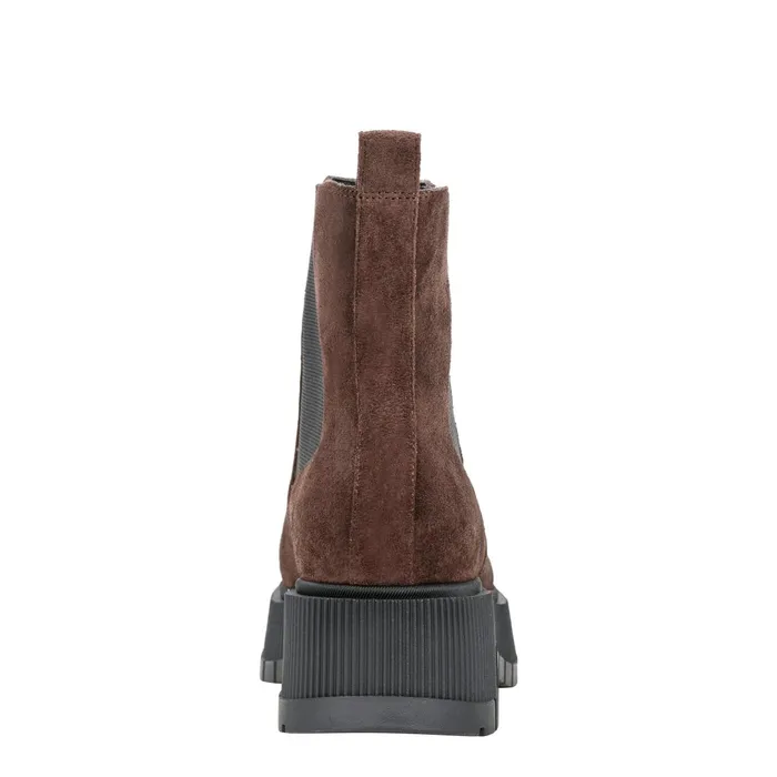 Women Marc Fisher Booties Bermida Lug Sole Bootie Dark Brown Suede