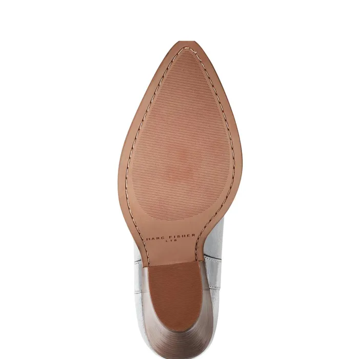 Women Marc Fisher Booties Marlie Western Bootie Silver Leather