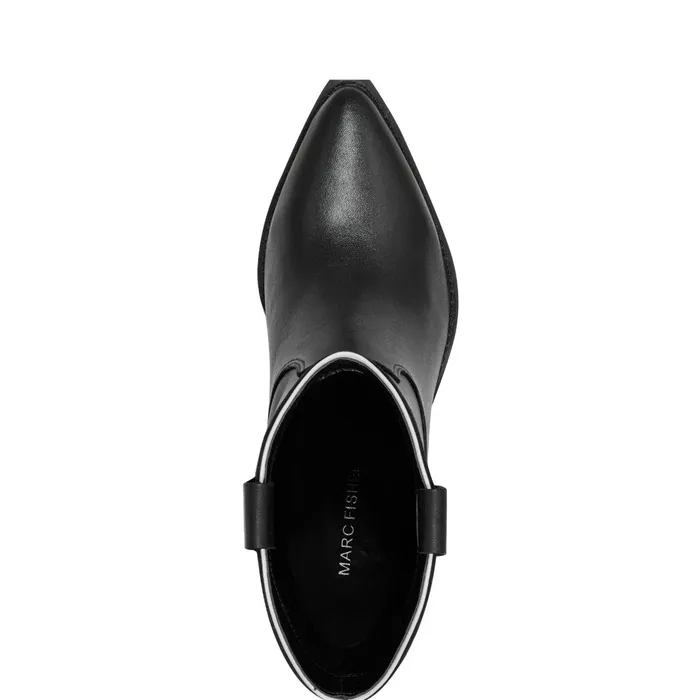 Women Marc Fisher Booties Nonie Western Ankle Bootie Black Leather