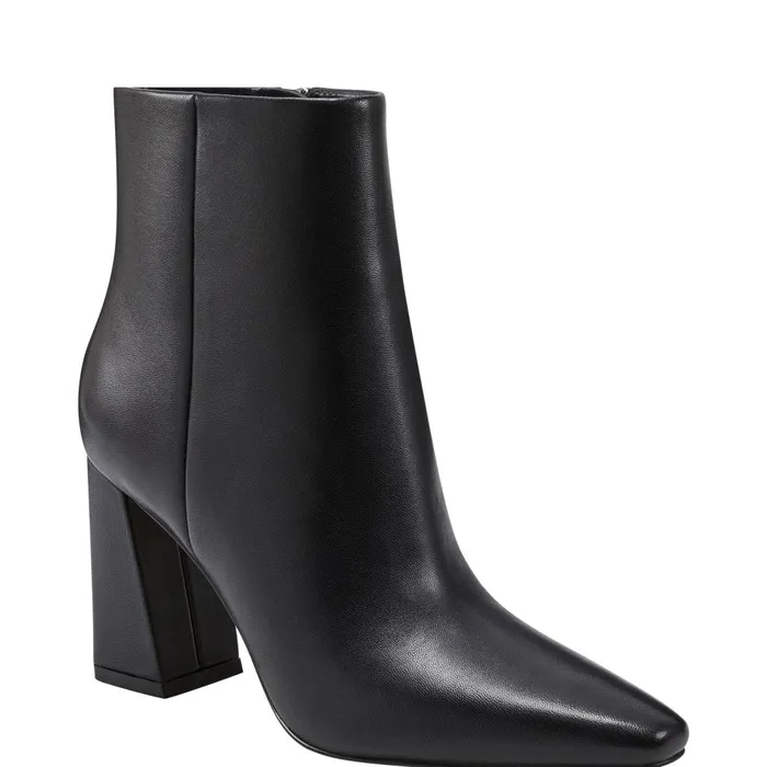 Women Marc Fisher Booties Yanara Heeled Bootie Black Leather