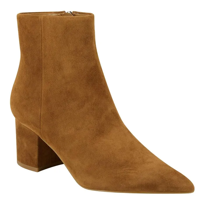 Women Marc Fisher Boots and Booties Jarli Pointy Ankle Bootie Brown Suede