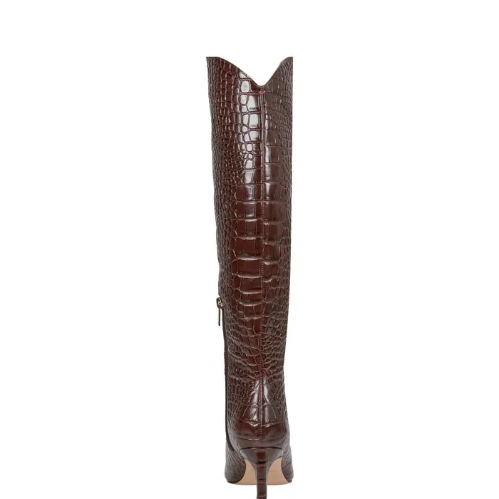 Women Marc Fisher Boots Quinnie Dress Boot Brown Croco