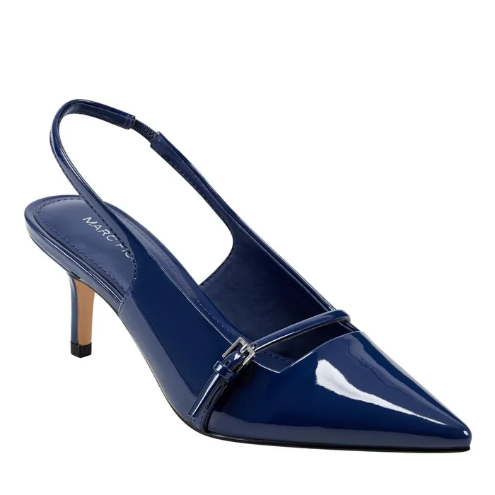 Women Marc Fisher Heels and Pumps Alorie Slingback Pump Navy Patent