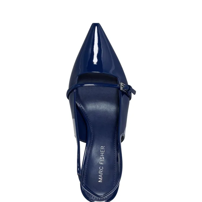 Women Marc Fisher Heels and Pumps Alorie Slingback Pump Navy Patent