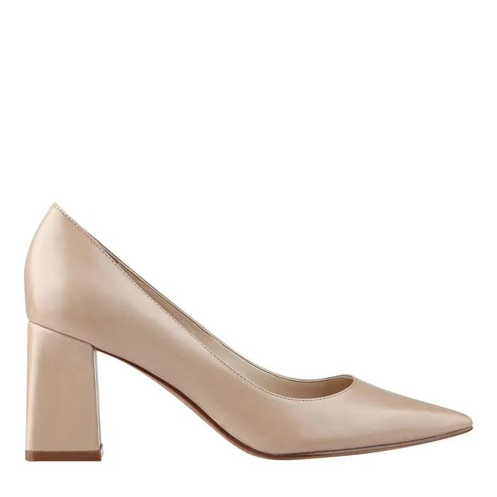 Women Marc Fisher Heels and Pumps Zala Block Heel Pointy Toe Pump Light Natural Leather Women Marc Fisher Heels and Pumps Zala Block Heel Pointy Toe Pump Light Natural Leather