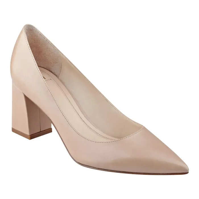 Women Marc Fisher Heels and Pumps Zala Block Heel Pointy Toe Pump Light Natural Leather