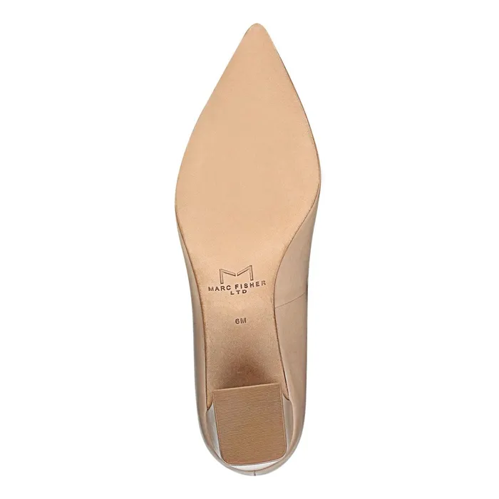 Women Marc Fisher Heels and Pumps Zala Block Heel Pointy Toe Pump Light Natural Leather