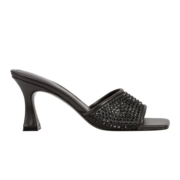 Women Marc Fisher Mules and Slides Delaney Studded Slide Sandal Black Leather Women Marc Fisher Mules and Slides Delaney Studded Slide Sandal Black Leather