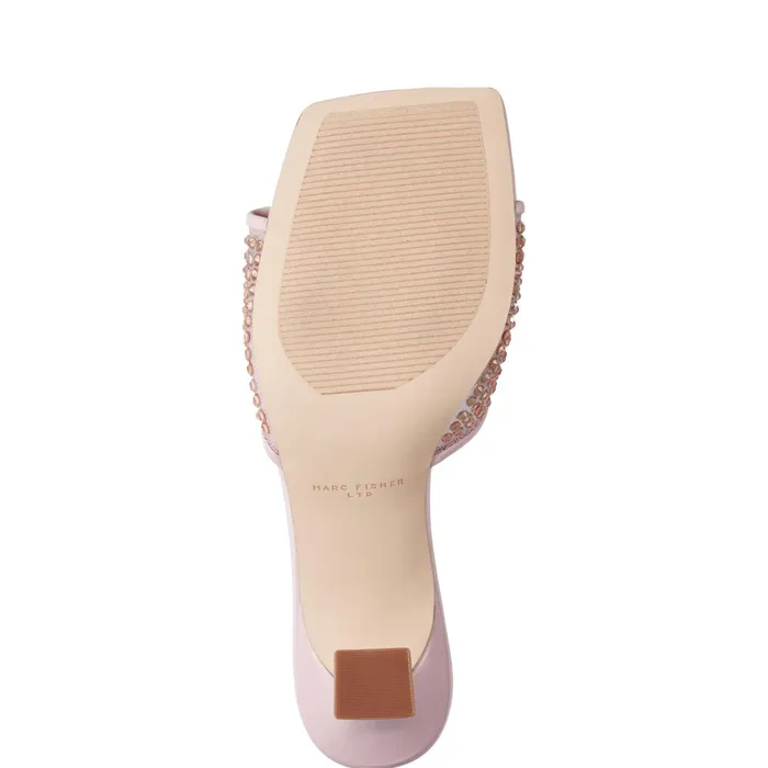 Women Marc Fisher Mules and Slides Delaney Studded Slide Sandal Light Pink Leather
