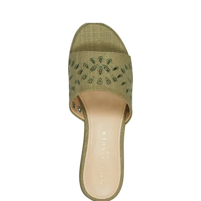 Women Marc Fisher Mules and Slides Foreva Platform Slide Sandal Green
