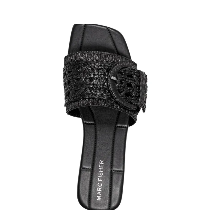 Women Marc Fisher Mules and Slides Loree Flat Slide Sandal Black