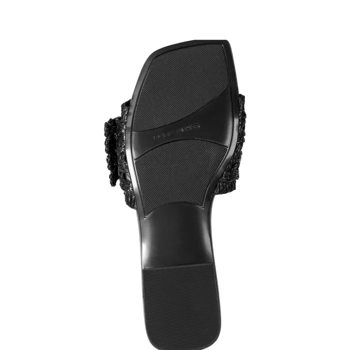 Women Marc Fisher Mules and Slides Loree Flat Slide Sandal Black