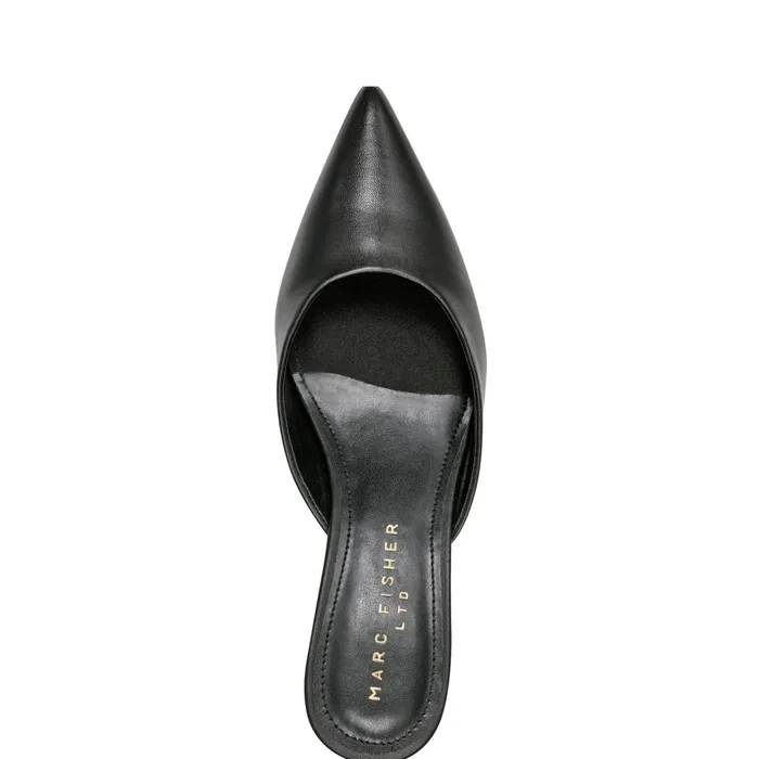 Women Marc Fisher Mules and Slides Rosa Heeled Mule Black Leather