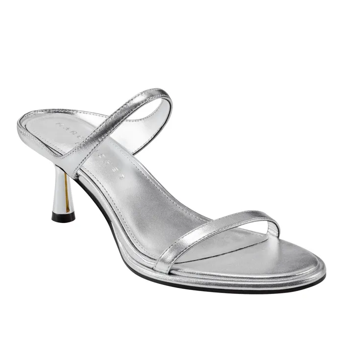 Women Marc Fisher Sandals Alonde Heeled Slide Sandal Silver