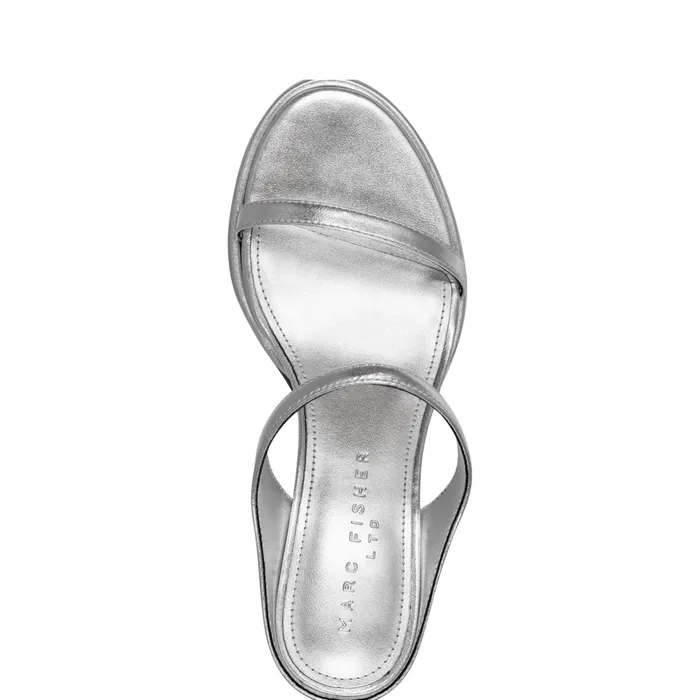 Women Marc Fisher Sandals Alonde Heeled Slide Sandal Silver