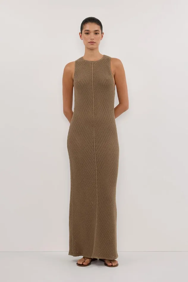 Women Maxi Dresses DISSH BLOOM OLIVE CROCHET MAXI DRESS