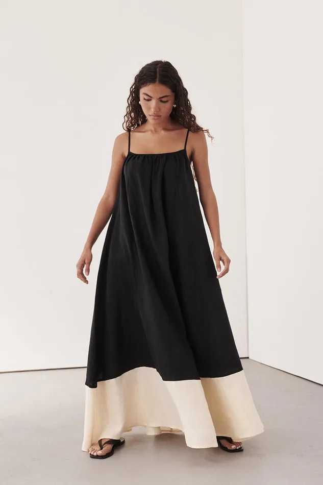 Women Midi Dresses DISSH KATELYN BLACKCREAM MIDI DRESS