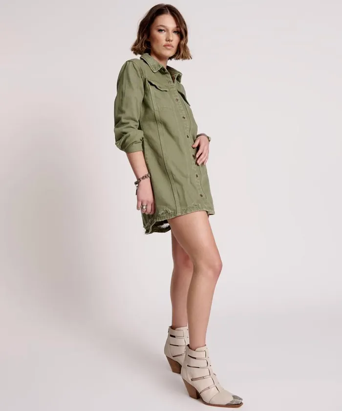 Women MILITARY KHAKI TRUCKER SHIRT DRESS One Teaspoon Denim Dresses Women MILITARY KHAKI TRUCKER SHIRT DRESS One Teaspoon Denim Dresses