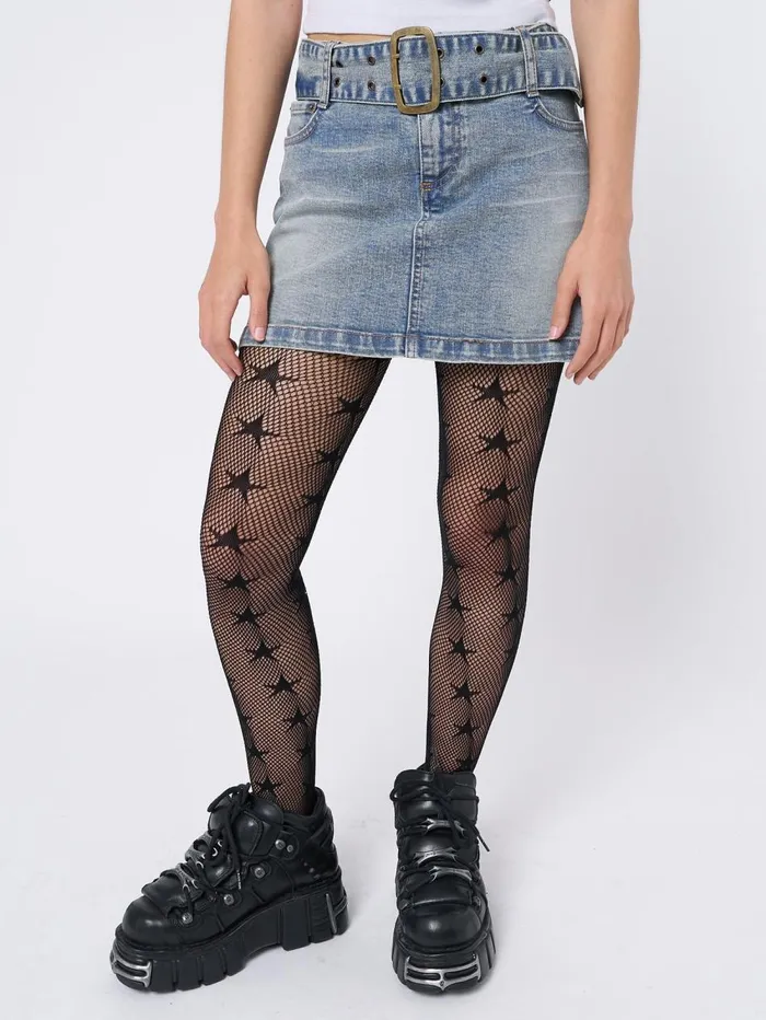 Women Minga London Bottoms Alana Blue Denim Mini Skirt