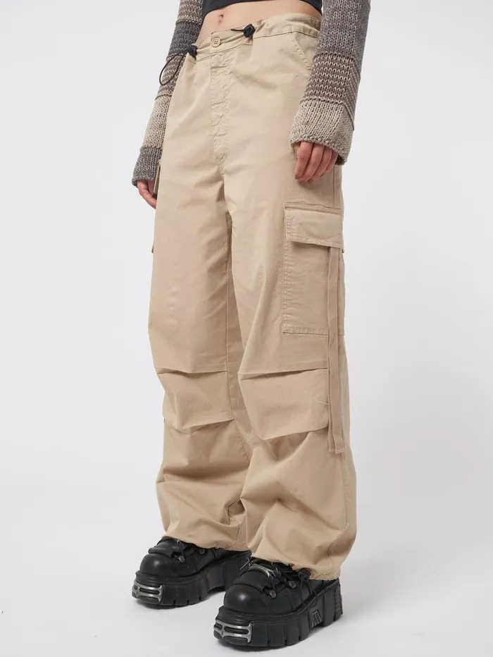 Women Minga London Bottoms Rheo Beige Tech Cargo Pants