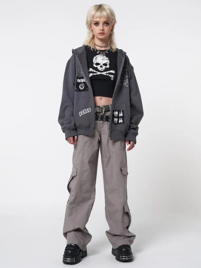 Women Minga London Jackets and Cardigans Billie Patch Prints Zip Up Hoodie