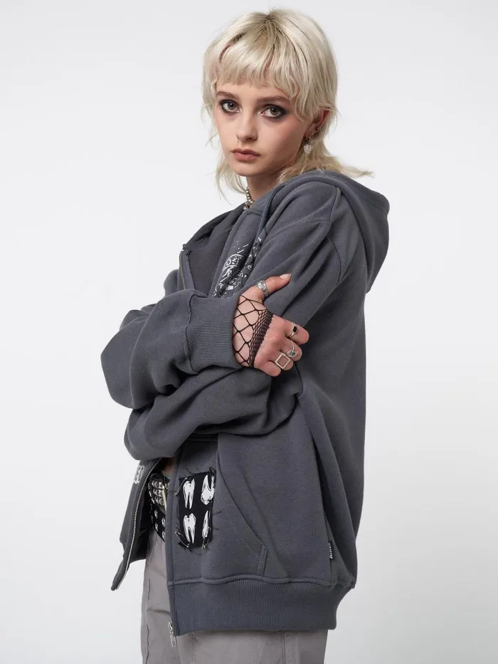 Women Minga London Jackets and Cardigans Billie Patch Prints Zip Up Hoodie