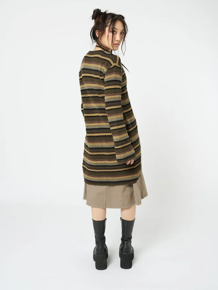 Women Minga London Jackets and Cardigans Luna Forest Stripes Tie Front Knit Cardigan
