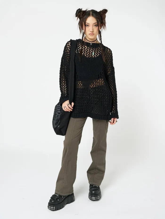 Women Minga London Knitwear Heart Stopper Open Knit Jumper
