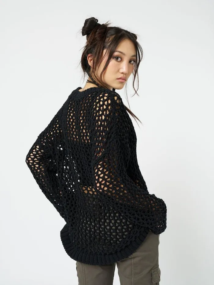 Women Minga London Knitwear Heart Stopper Open Knit Jumper