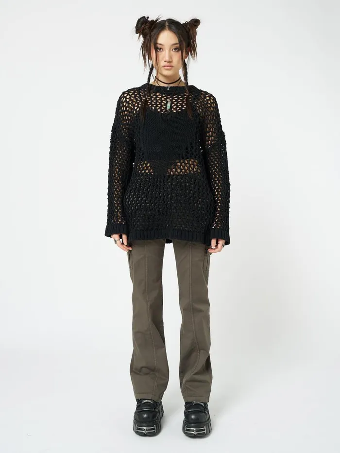 Women Minga London Knitwear Heart Stopper Open Knit Jumper