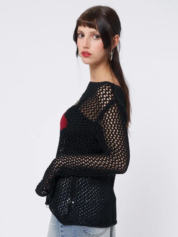 Women Minga London Sweaters and Hoodies Cerise Open Knit Jumper