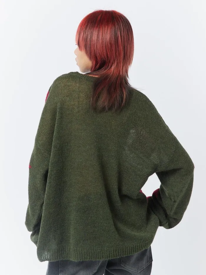 Women Minga London Sweaters and Hoodies Interstellar Star Pink Khaki Knit Sweater