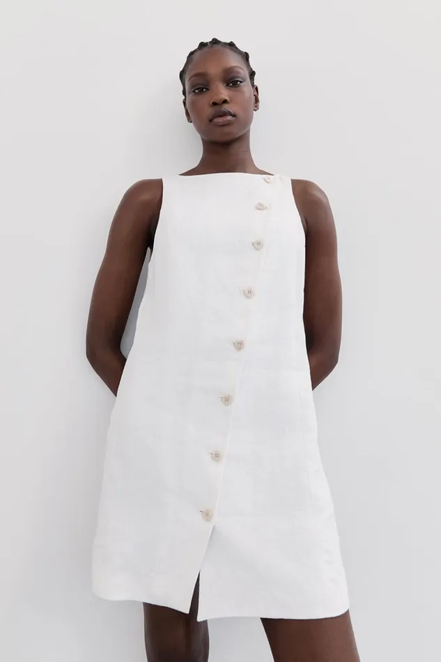 Women Mini Dresses DISSH TOMMY WHITE LINEN MINI DRESS