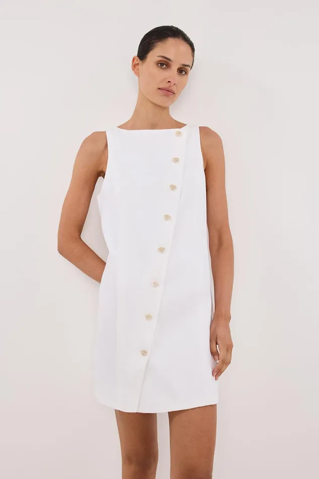 Women Mini Dresses DISSH TOMMY WHITE LINEN MINI DRESS