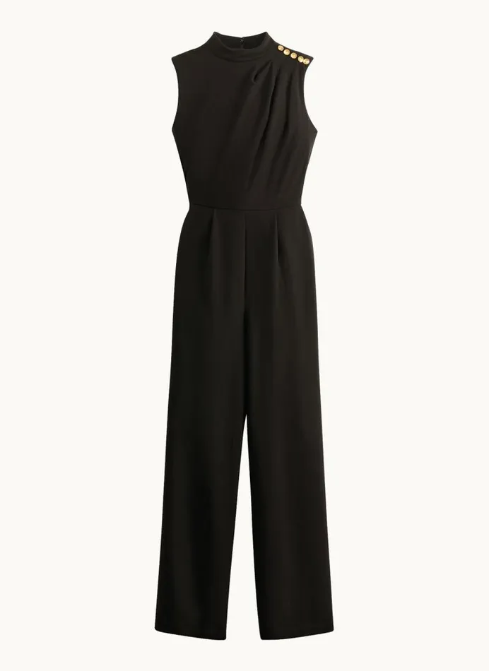 Women MOCK NECK JUMPSUIT WITH POCKETS Black Donna Karan New York Dresses And Jumpsuits Women MOCK NECK JUMPSUIT WITH POCKETS Black Donna Karan New York Dresses And Jumpsuits