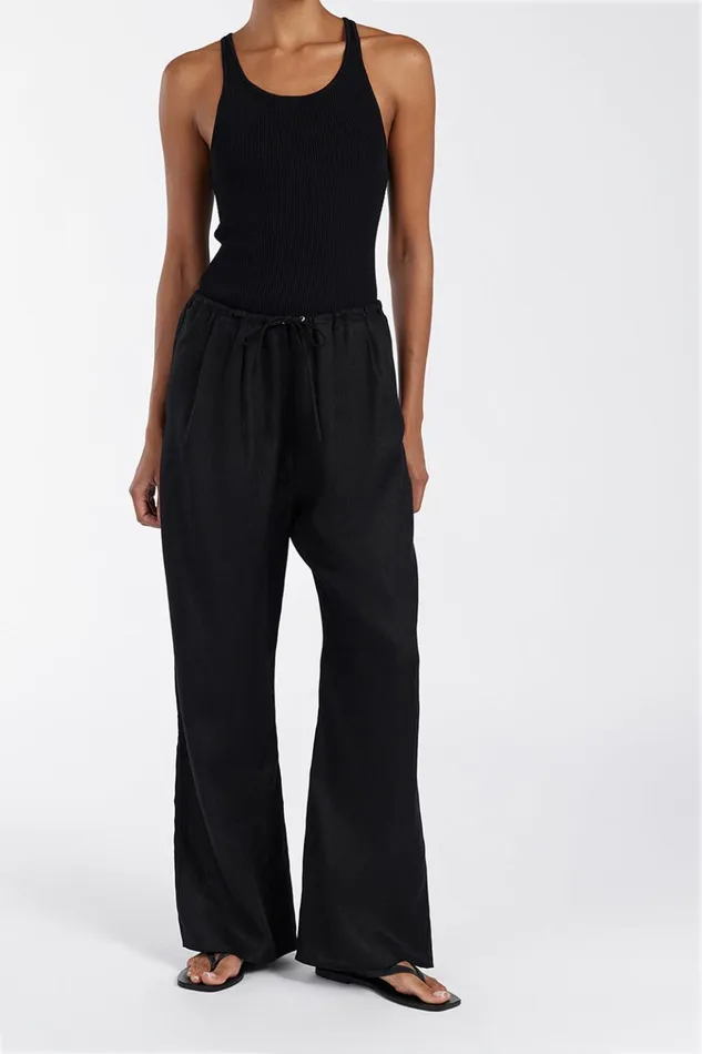 Women Pants DISSH NALA BLACK ELASTIC WAIST PANT