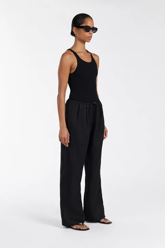 Women Pants DISSH NALA BLACK ELASTIC WAIST PANT