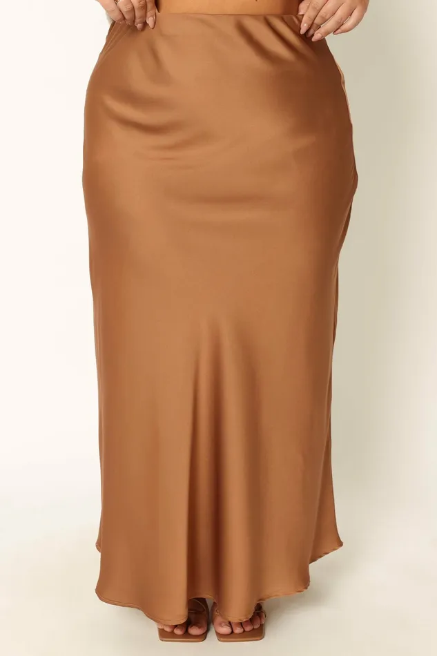 Women Petal and Pup Nellie Satin Midi Skirt Bronze Skirts