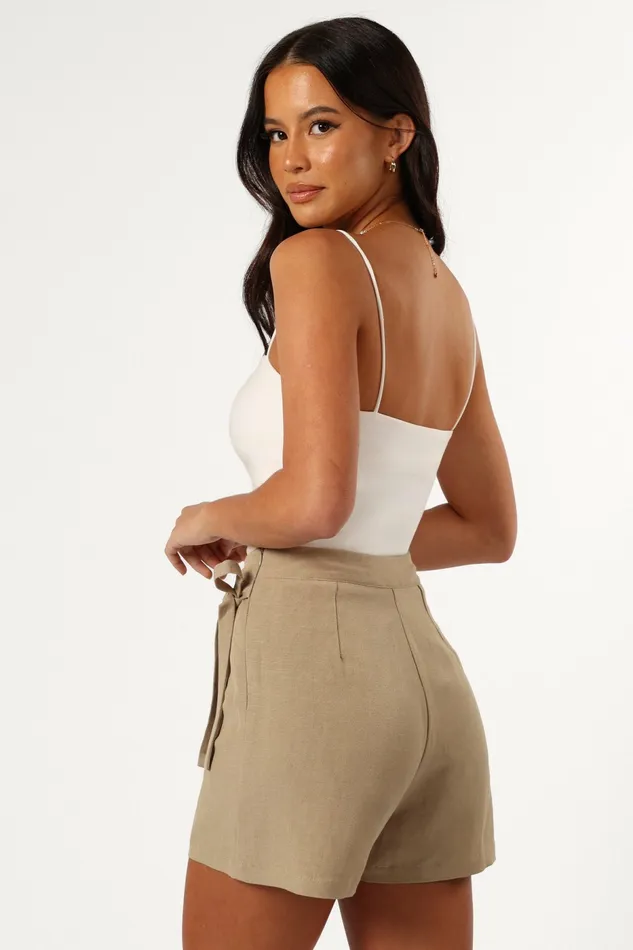 Women Petal and Pup Roxy Faux Wrap Skort Taupe Skirts