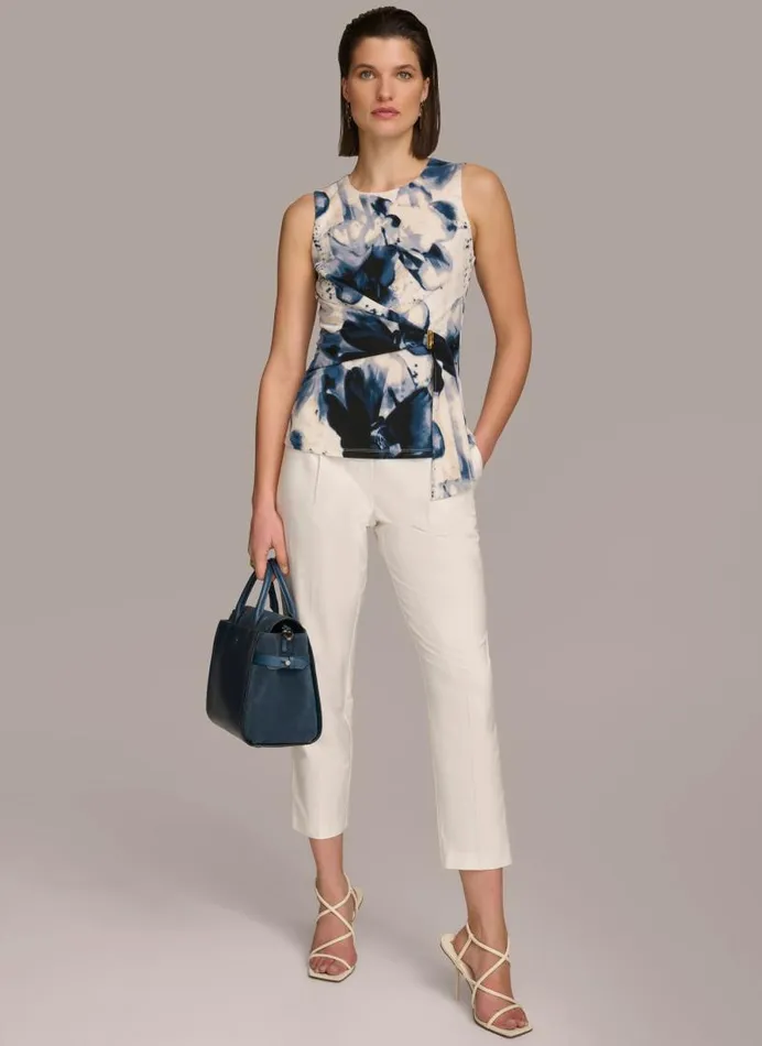 Women PRINTED WRAP TOP Tidecream Donna Karan New York Sweaters And Tops Women PRINTED WRAP TOP Tidecream Donna Karan New York Sweaters And Tops