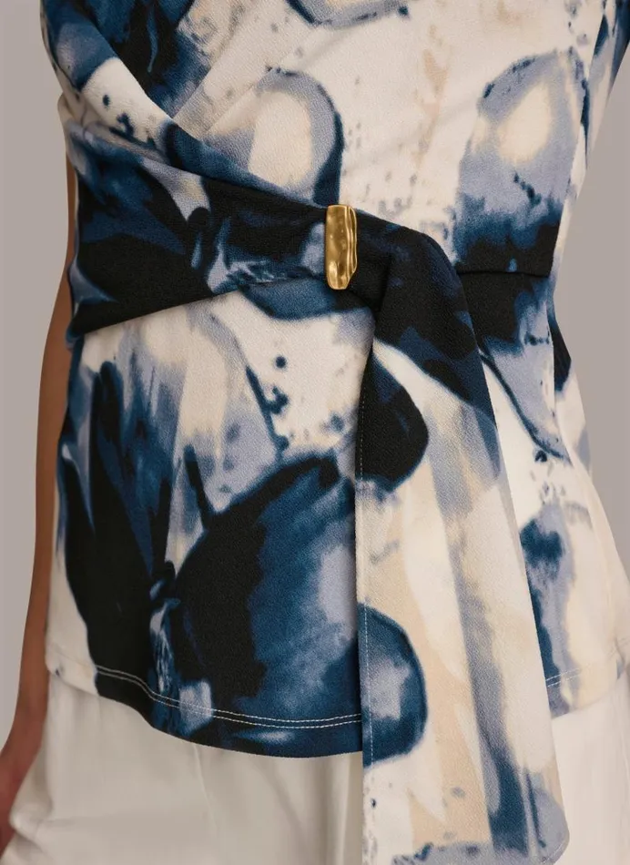 Women PRINTED WRAP TOP Tidecream Donna Karan New York Sweaters And Tops Women PRINTED WRAP TOP Tidecream Donna Karan New York Sweaters And Tops